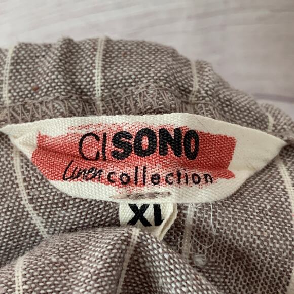 Ci Sono Linen Collection Gray White Striped Jumpsuit Tie String Waist Size XL - Picture 7 of 15
